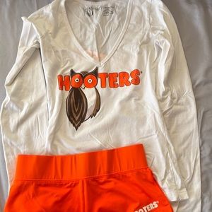 Hooters White XXS long sleeve and New-Style Shorts